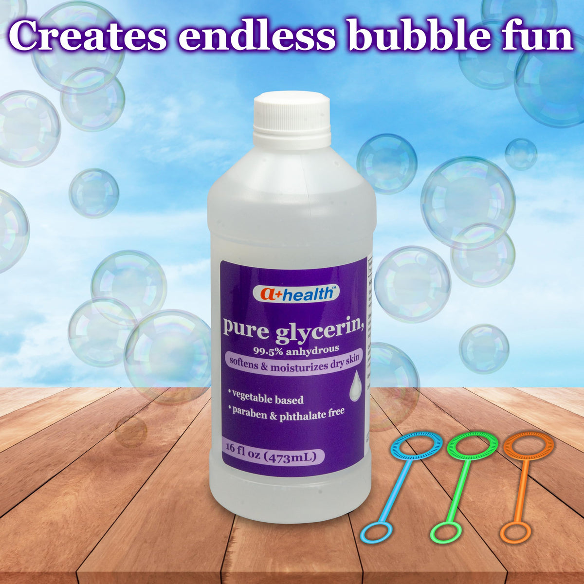 Applying A+Health glycerin to hands to demonstrate moisturizing and softening
