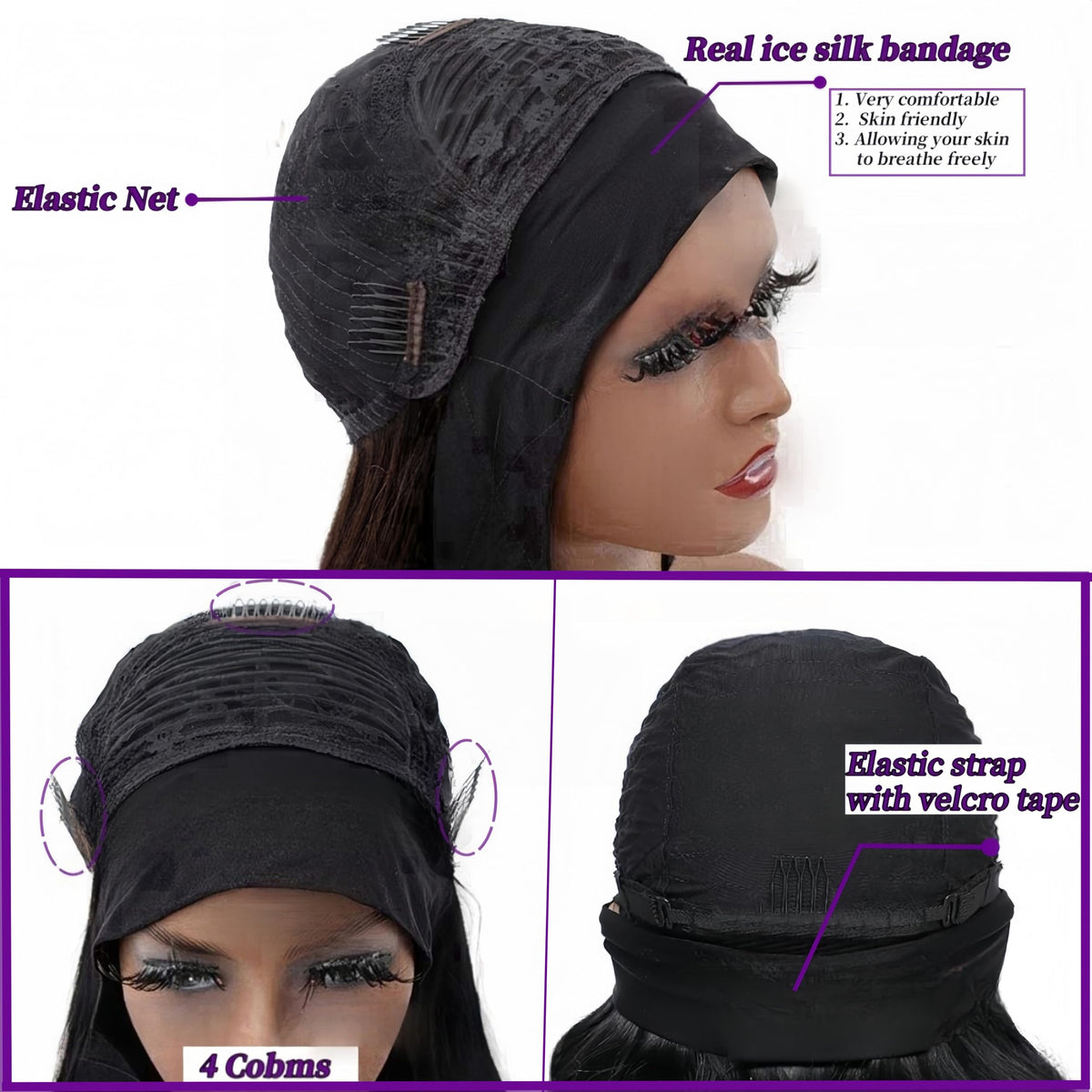 Aailvmey cap inside detail showing adjustable strap and secure combs for hold