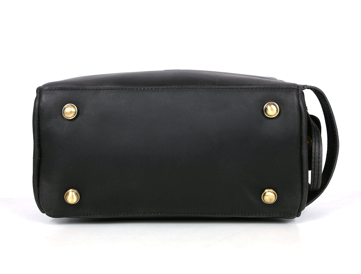 AARON LEATHER GOODS metal studs on bottom preventing scuffs and improving stability