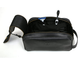 AARON LEATHER GOODS external zip pocket detail for quick-access convenience