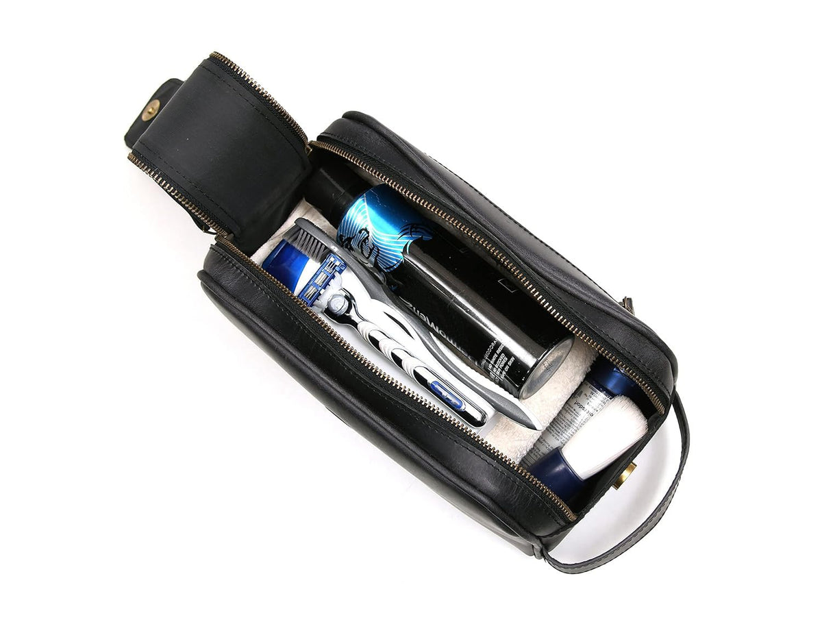 AARON LEATHER GOODS open main compartment with waterproof lining protecting contents