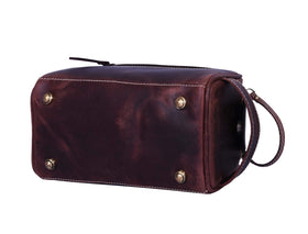 AARON LEATHER GOODS pouch with toiletries for scale and organized storage