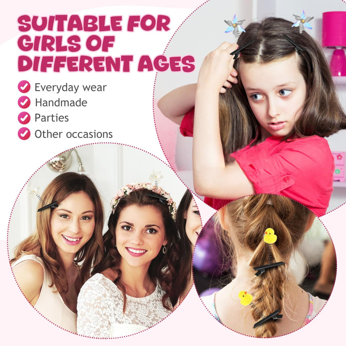 Abaodam black clips with ribbon bows demonstrating finished look