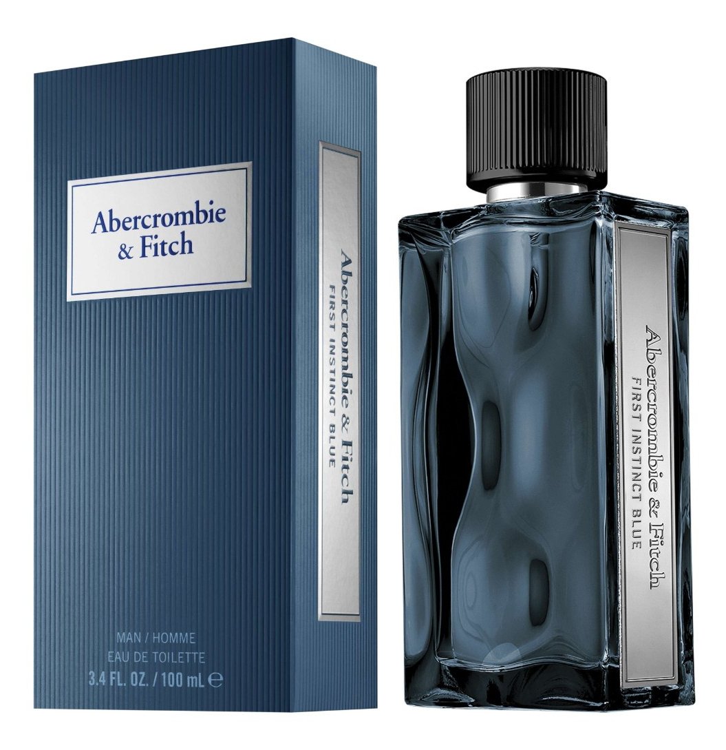 Abercrombie & Fitch bottle front view showing sleek blue design and confident appeal