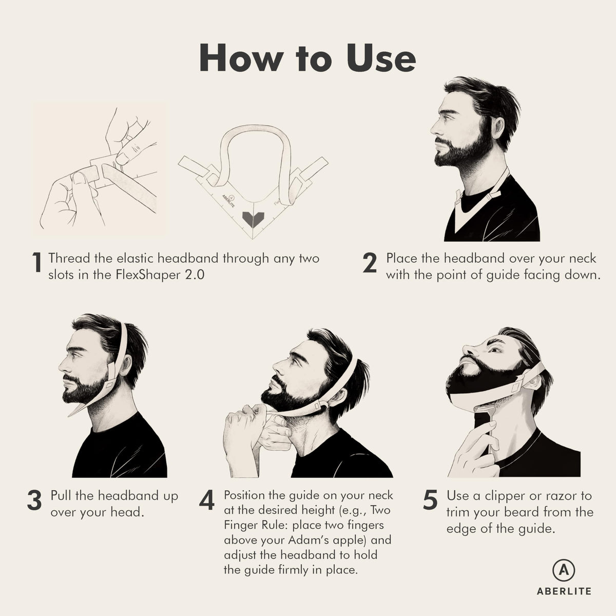 Aberlite FlexShaper worn on model showing headband placement, steady hands-free trimming