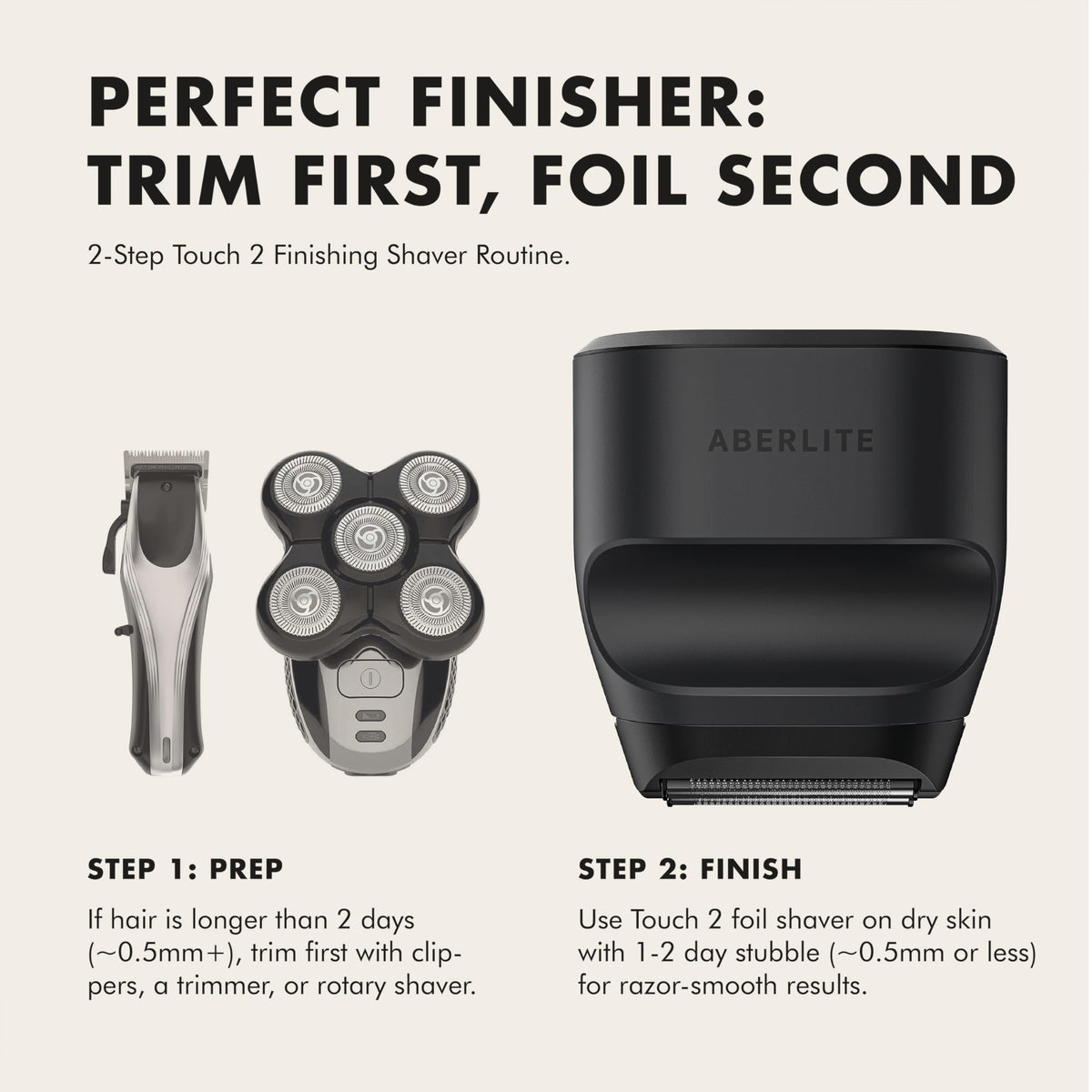 Aberlite Touch 2 in hand scale demonstrating lightweight design for easier self-shaving reach