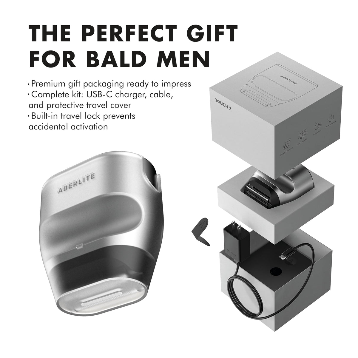 Aberlite Touch 2 on bathroom counter showing everyday grooming lifestyle benefit