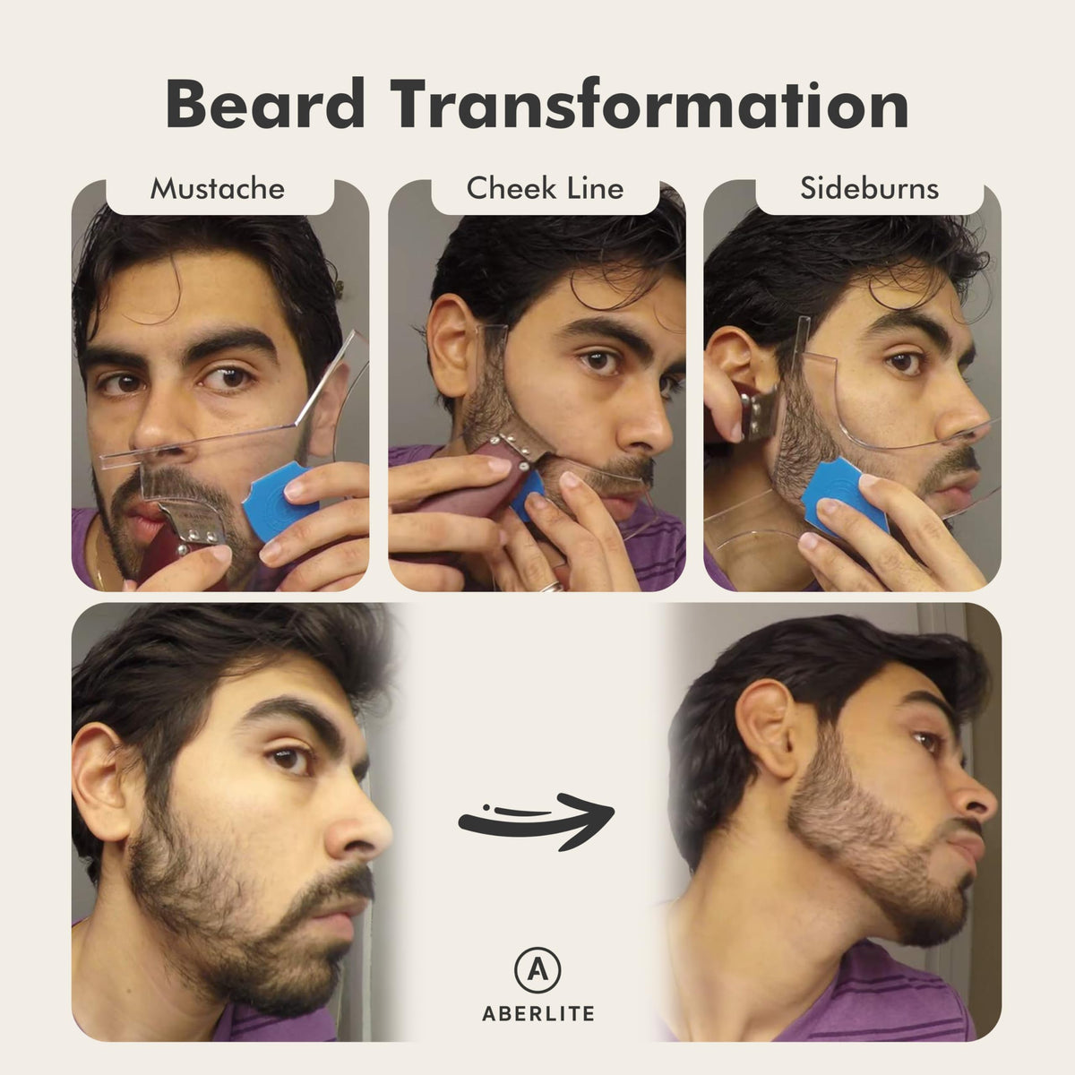 Aberlite ClearShaper with two barber pencils showing easy outlining before trimming