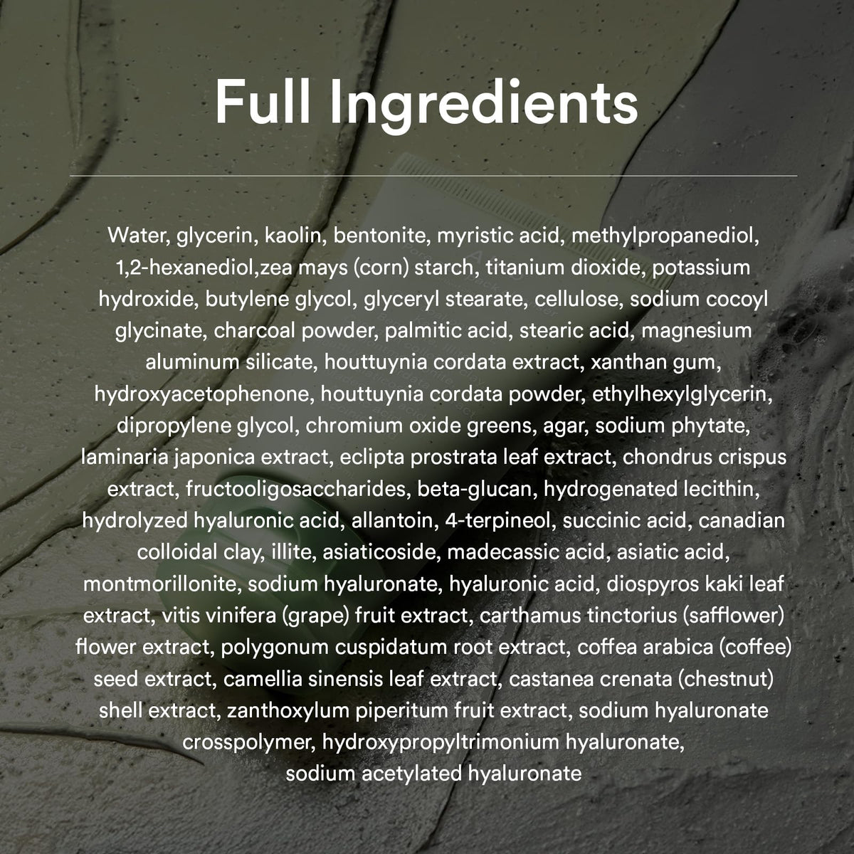 Abib clay charcoal ingredient flatlay showing clays and charcoal for pore-clearing support benefit