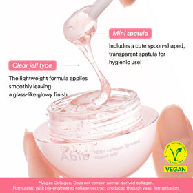 Abib jelly reflecting light to show glass-like sheen and plumping effect