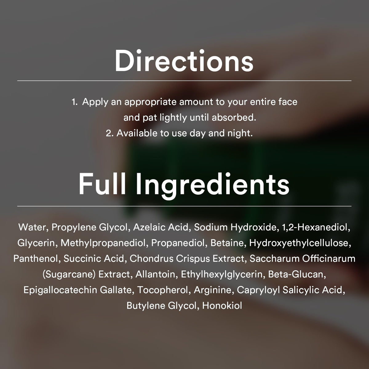Abib clear spot serum close-up seamoss ingredient conveying soothing benefit