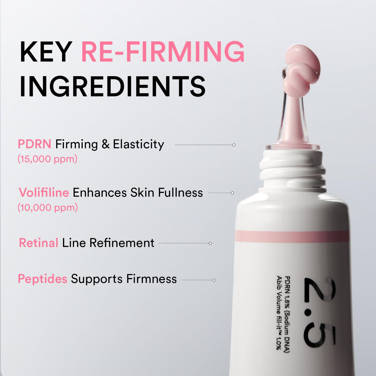 Abib ingredient visual featuring PDRN and Volufiline indicating advanced actives