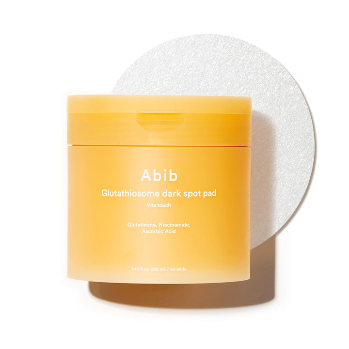 Abib front packaging showing 60 brightening toner pads and benefits