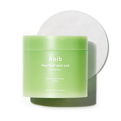 Abib front packaging showing calming toner pads for quick redness relief