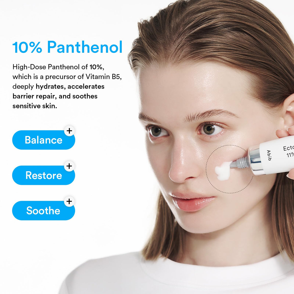 Abib ingredient emphasis on ectoin and panthenol supporting moisture retention
