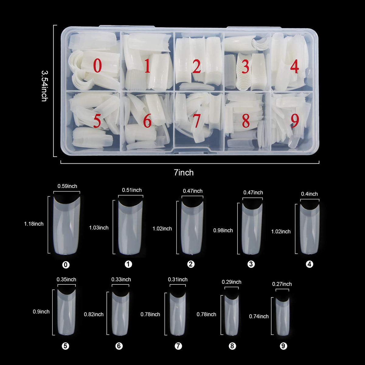 Abodhu storage case opened with numbered 0-9 grids benefit: easy size selection