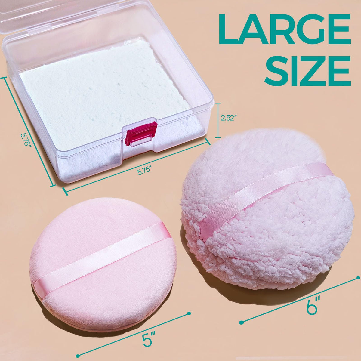 ABOLINE close-up of 6-inch puff texture for soft even powder pickup