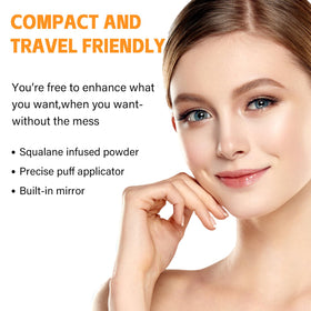 Abomet lifestyle woman touching up hair with compact for confidence boost