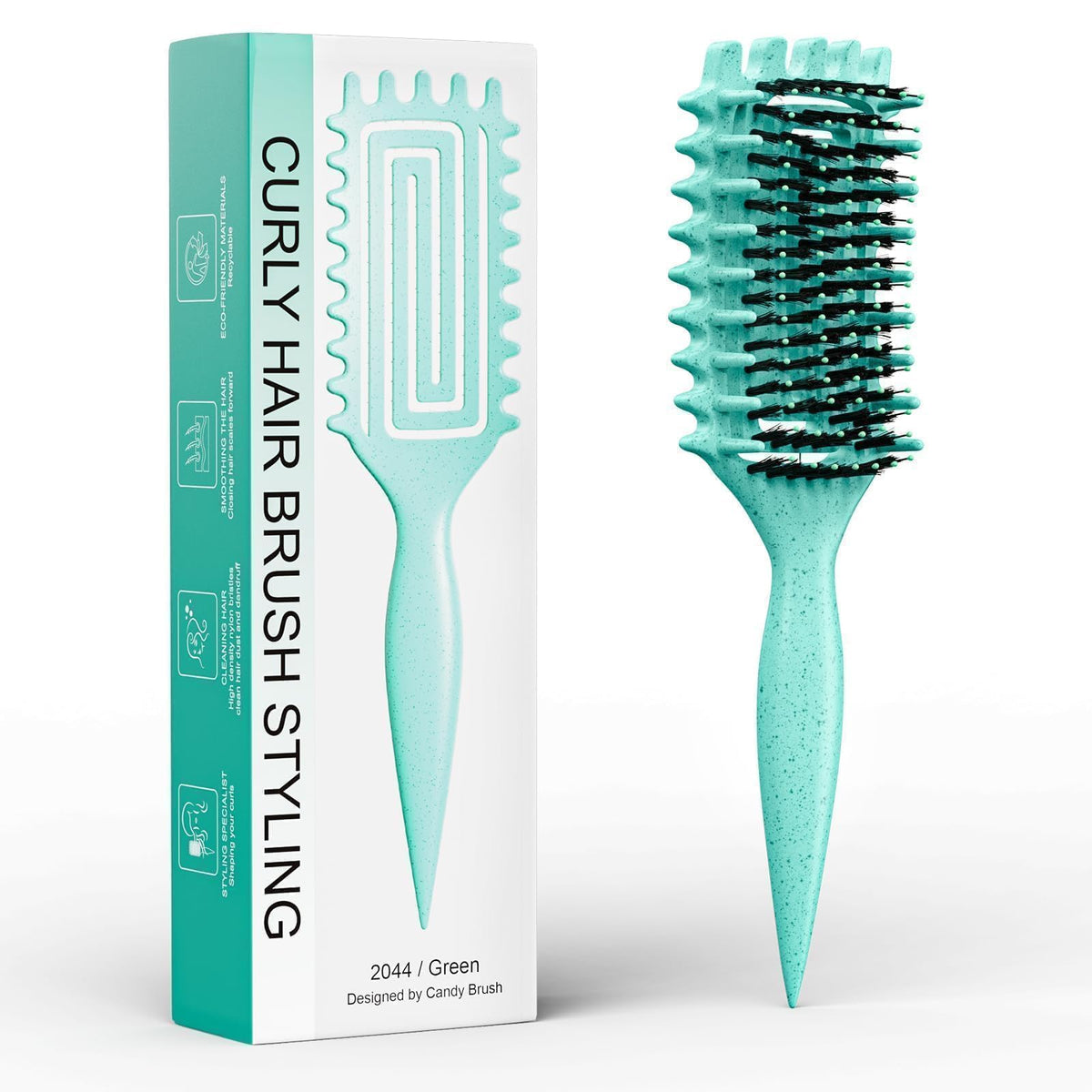 ABOYOY front view of green brush showing shape and benefits