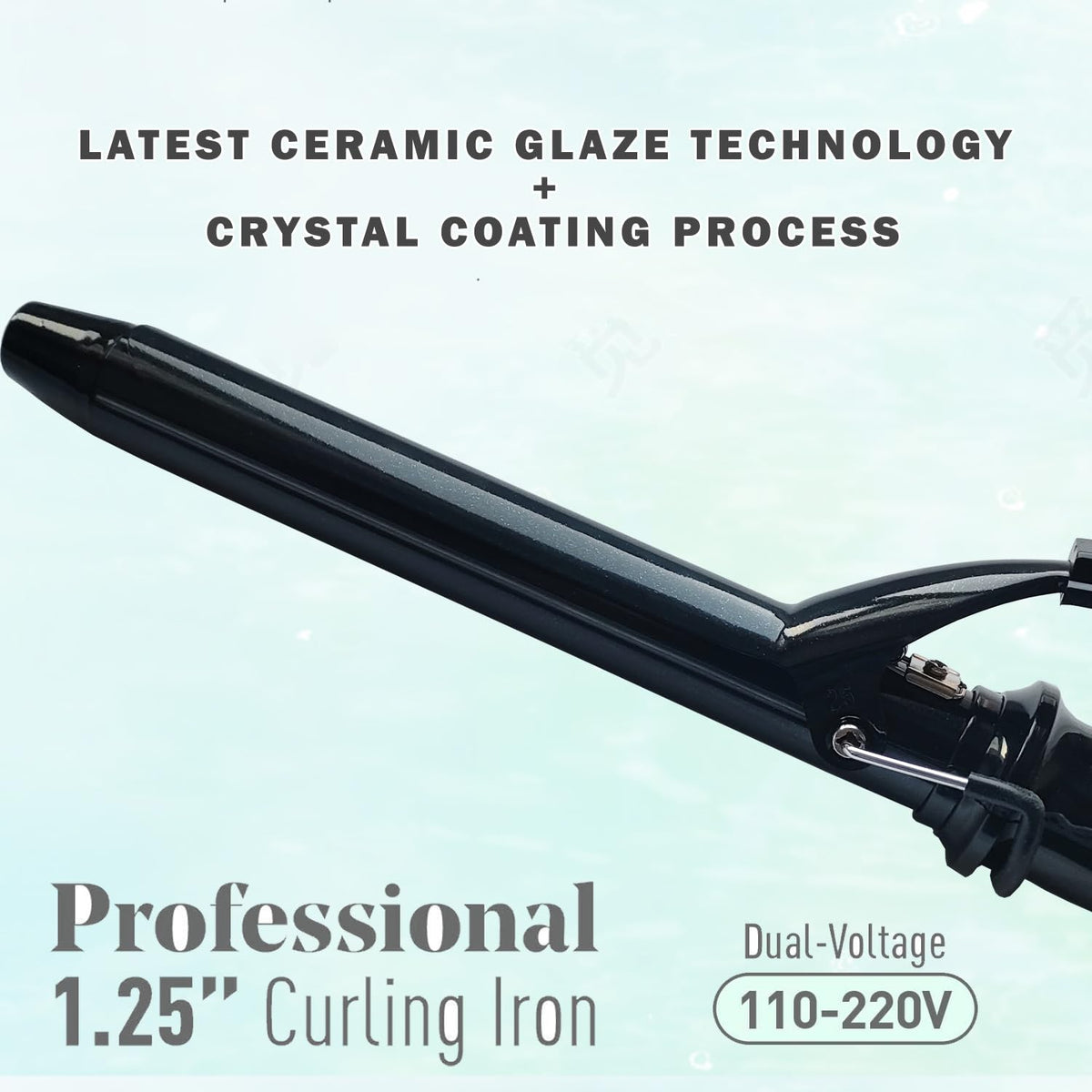 abp extended barrel closeup highlighting tourmaline ceramic coating for reduced frizz and smooth glide