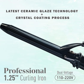 abp extended barrel closeup highlighting tourmaline ceramic coating for reduced frizz and smooth glide