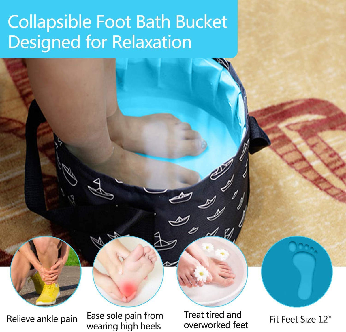ABSOK filled and in use for foot soak showing comfortable depth and stability