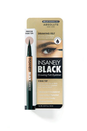 Absolute New York front packaging showing bold black liquid eyeliner and pen cap, clear product identity
