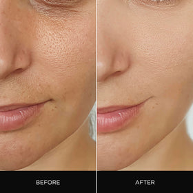 Absolute New York lifestyle shot of model using powder for shine control and camera-ready skin