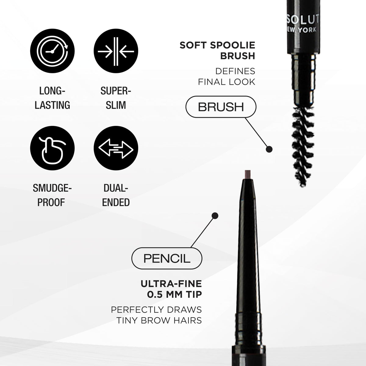 Absolute New York fine-tip close-up revealing ultra-slim point for precise hair-like strokes