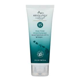 Absolutely Natural front packaging showing SPF 15 and broad-spectrum protection benefit