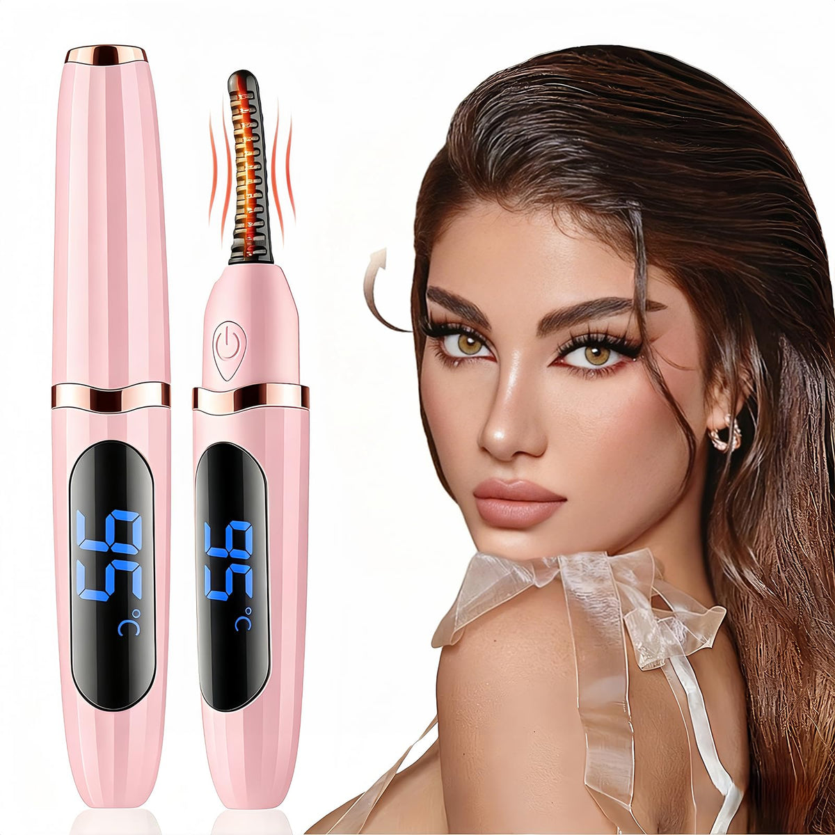 Acavado front view pink curler showing compact design and quick styling benefit