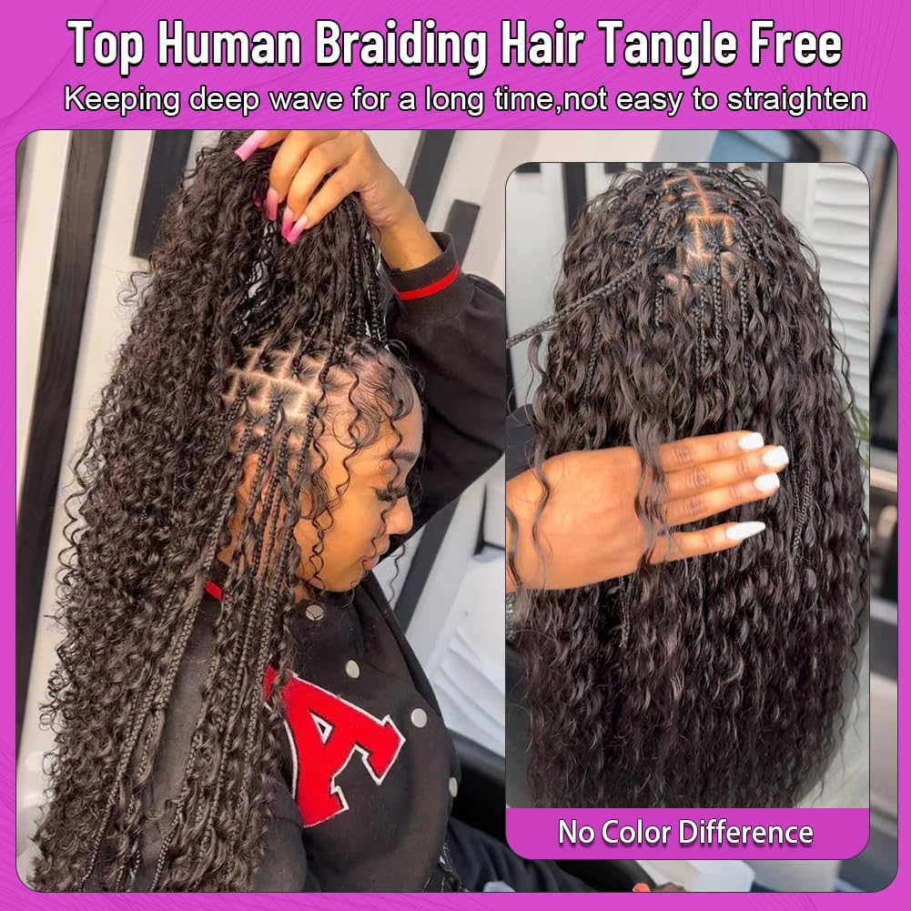 Acbhoa braiding hair in use by stylist creating boho knotless braids for easy installation