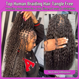 Acbhoa braiding hair in use by stylist creating boho knotless braids for easy installation