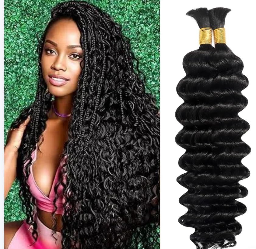 Acbhoa front packaging showing 100% human deep wave braiding hair for natural-looking braids
