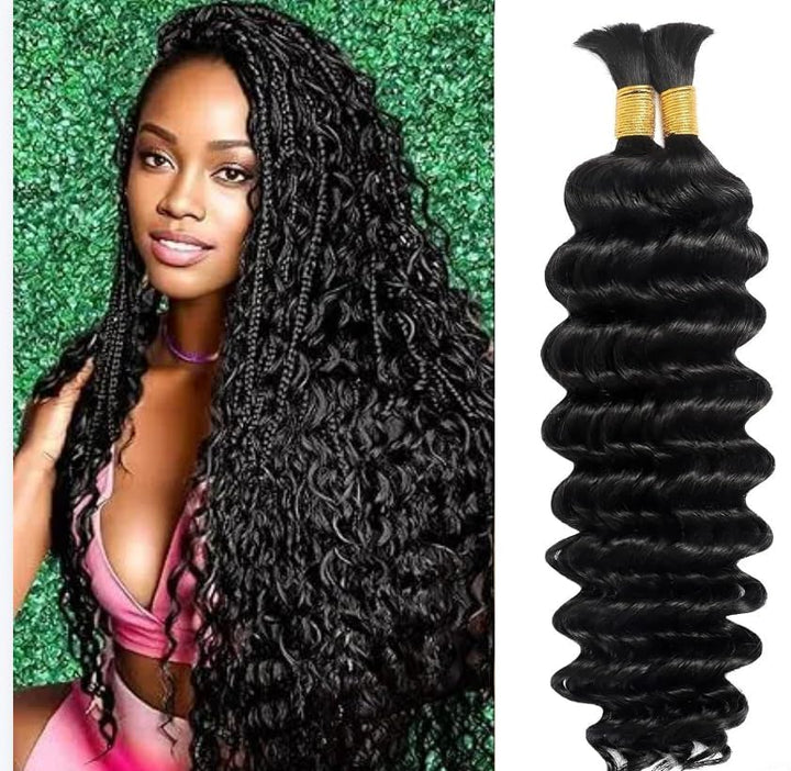 Acbhoa front packaging showing 100% human deep wave braiding hair for natural-looking braids