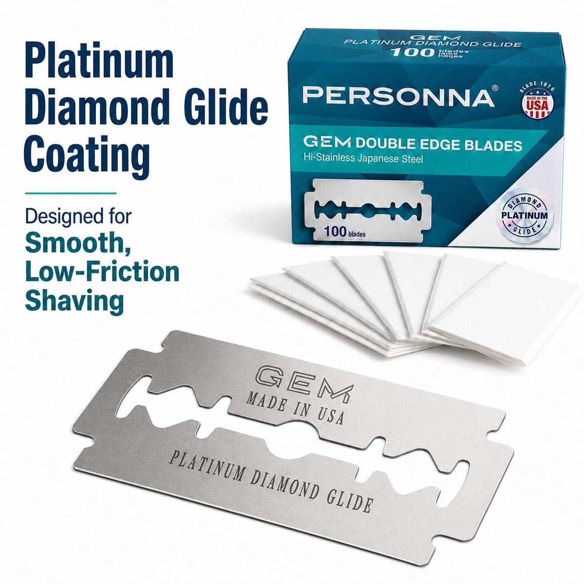 AccuTec Personna blade edge macro showing sharpness and smooth shave benefit