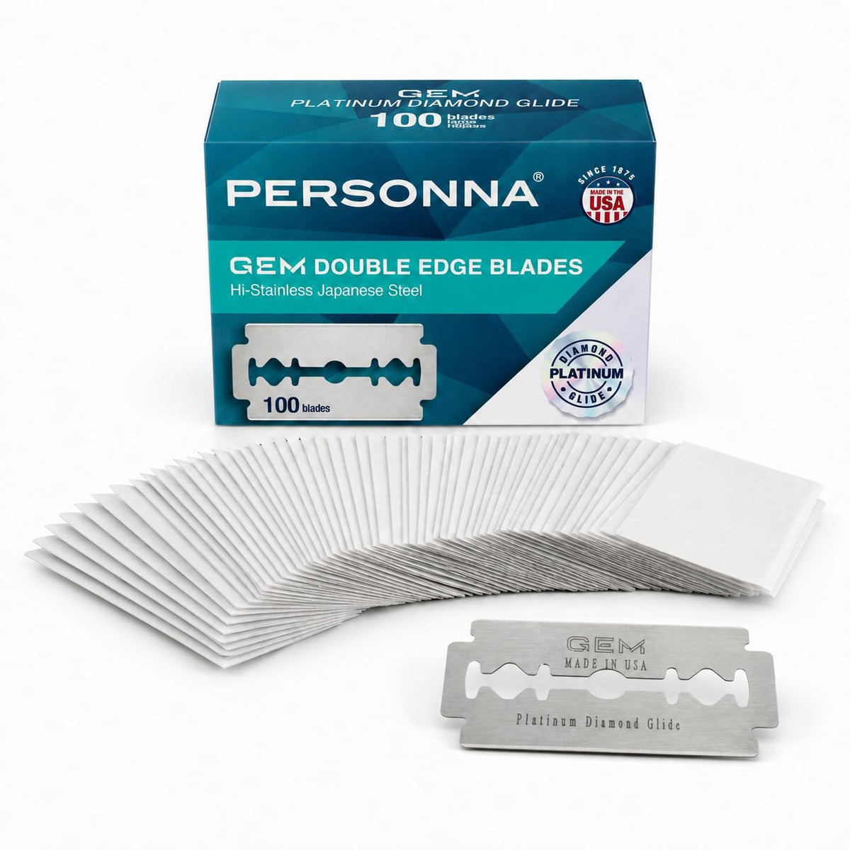 AccuTec Personna front packaging showing 100 blades and clear organization benefit