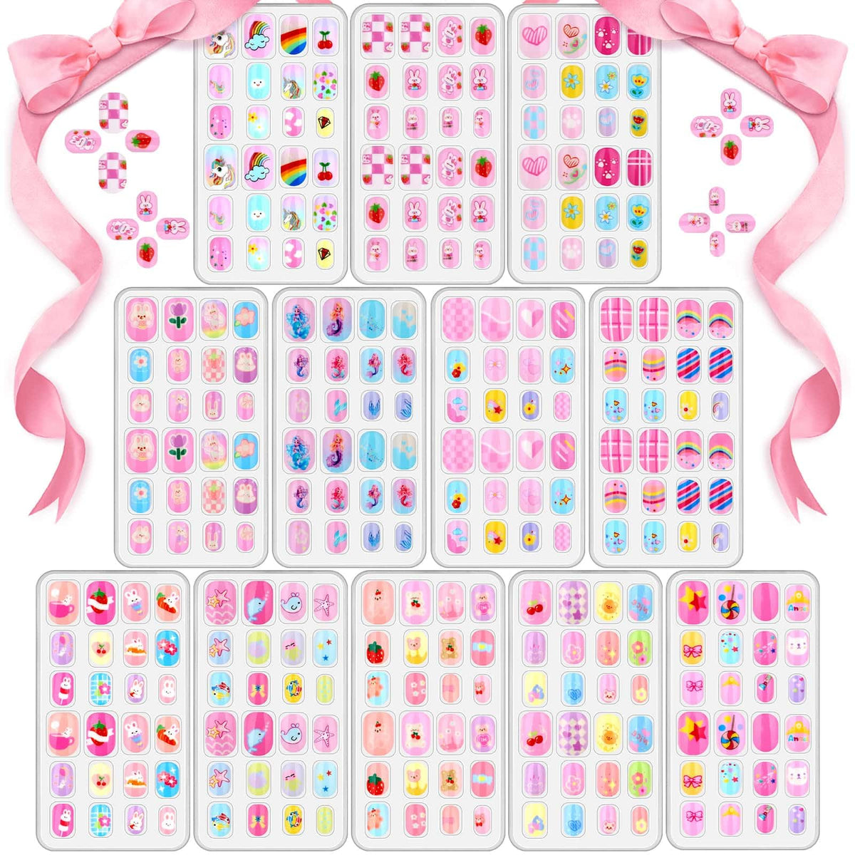 Acejoz front packaging showing 288-piece kids press-on nails and quick use benefit