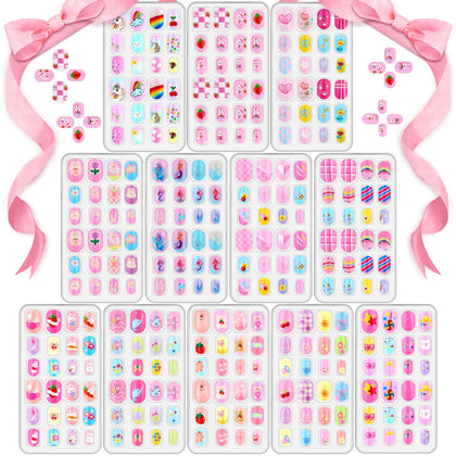 Acejoz front packaging showing 288-piece kids press-on nails and quick use benefit