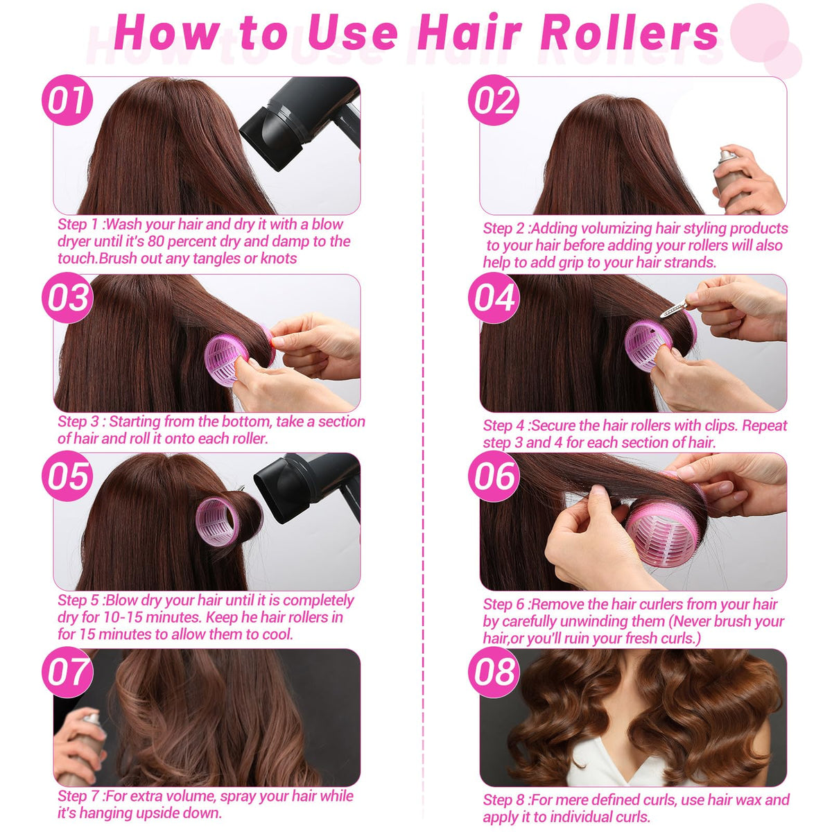 Acejoz twelve rollers paired with twelve clips arranged to show included pieces