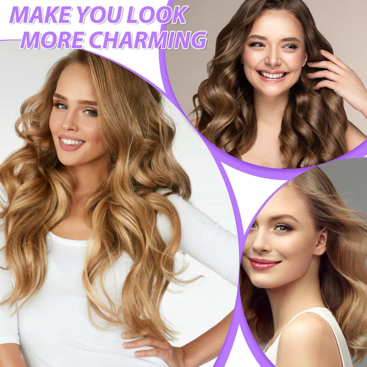 Acejoz rollers wrapped in long hair during styling to create salon volume