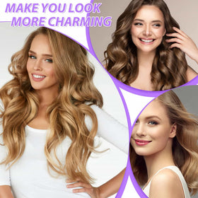 Acejoz rollers wrapped in long hair during styling to create salon volume