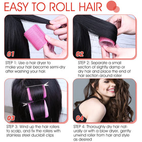 Acejoz hand holding roller to show compact 33mm size for medium curls