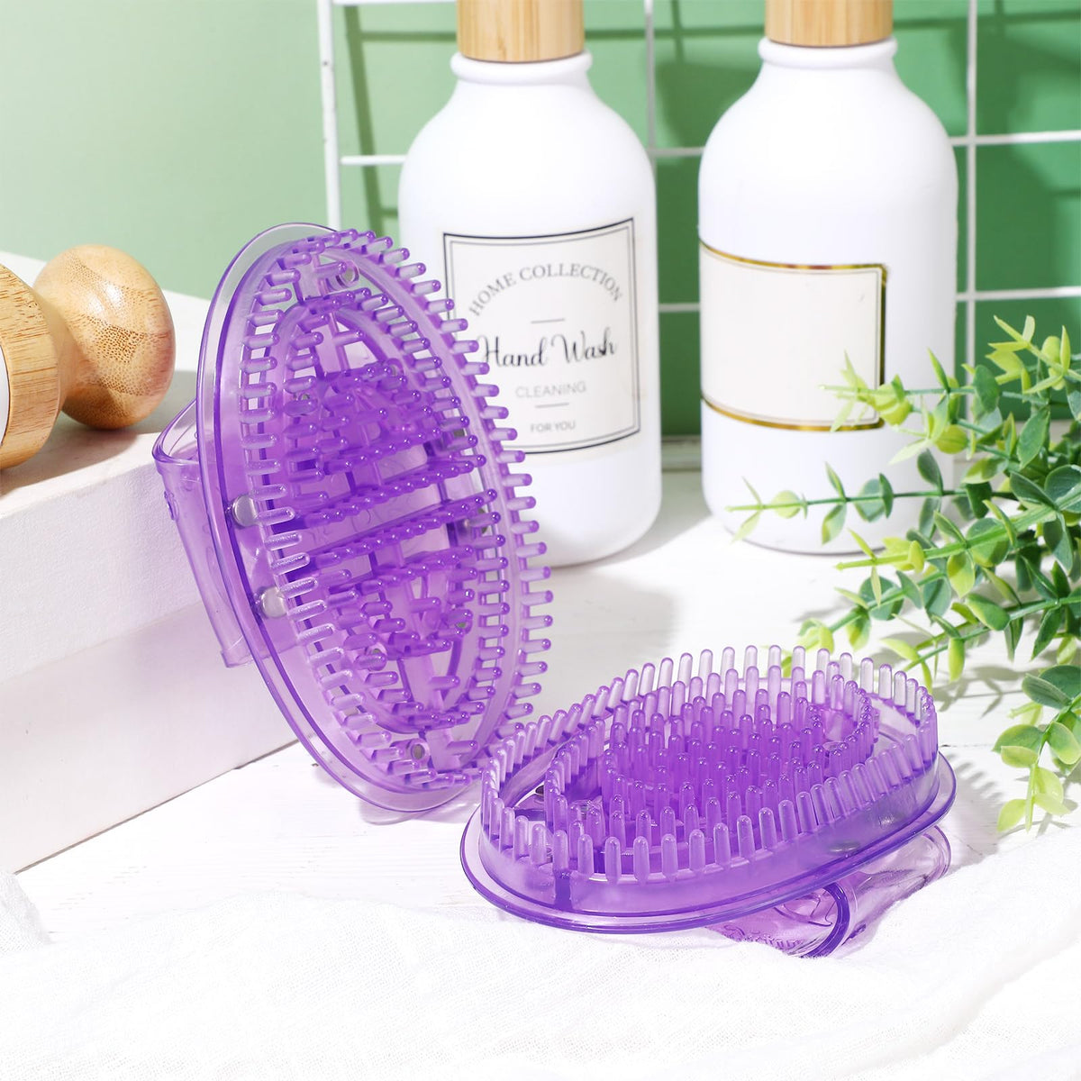 Acellegic lifestyle spa scene showing brushes with oils for a calming ritual