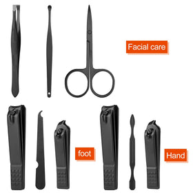 Aceoce full set laid out displaying seven stainless steel grooming tools