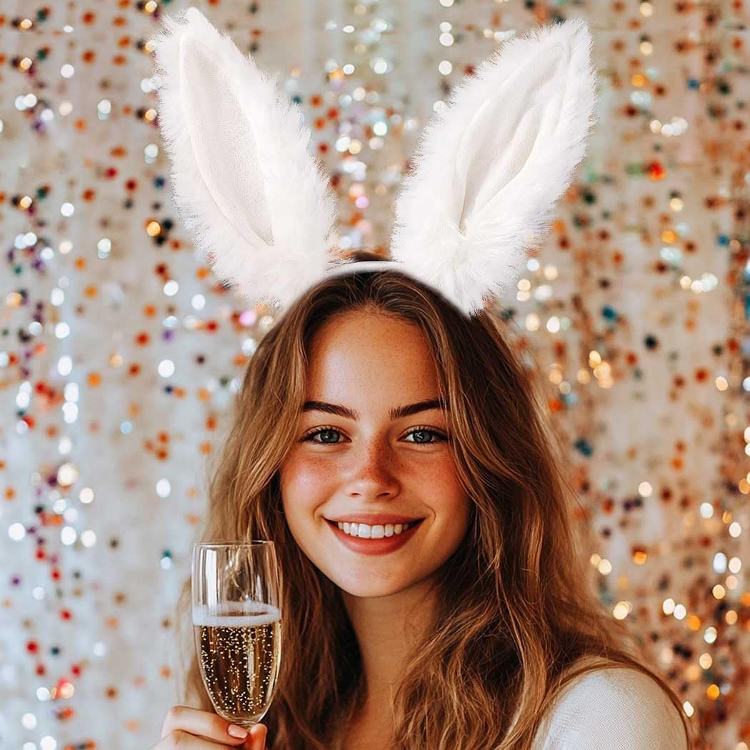 Aceorna family photo wearing bunny ears for Easter celebration