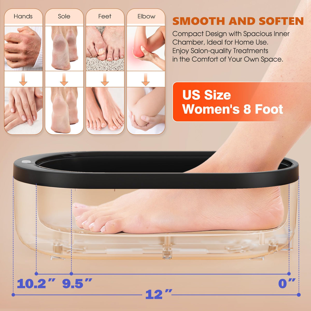 Achzzy open inner chamber showing roomy 2000ml capacity for comfortable foot dips