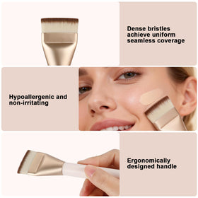 ACMEBEAUTY brush in hand to show size and ergonomic control for precise application
