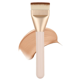 ACMEBEAUTY flat foundation brush front view showing sleek shape and precise edge
