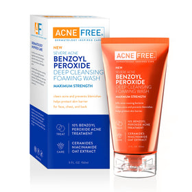 AcneFree front packaging showing cleanser and clear purpose